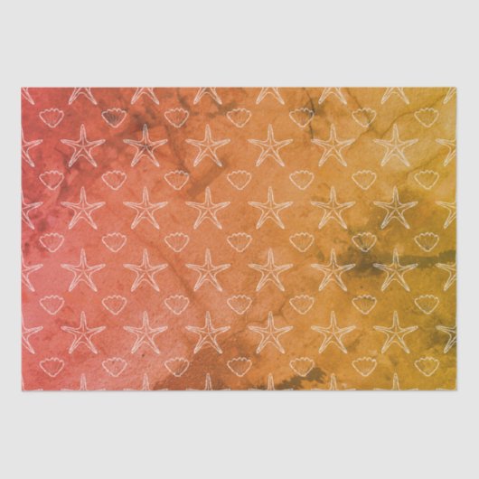 Starfish Seashell Sketch Pattern Tissuepapier (Voorkant)
