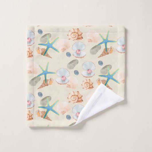 Starfish Seashell Waterverf Pastel Bath Towels Bad Handdoek (Wasdoekje)