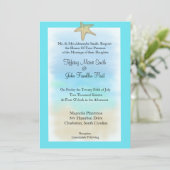 Starfish Seashell Wedding Invitation Kaart (Staand voorkant)