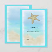 Starfish Seashell Wedding RSVP Kaart (Voorkant / Achterkant)