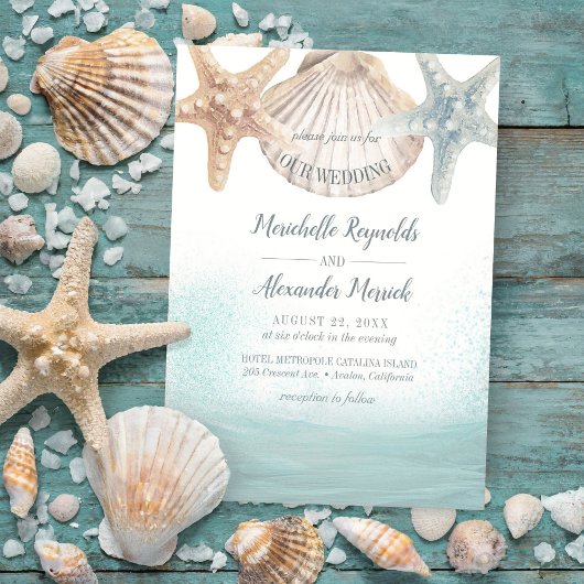 Starfish Seashells Nautical Beach Weddenschap Kaart