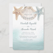 Starfish Seashells Nautical Beach Weddenschap Kaart (Voorkant)