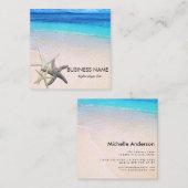 Starfish Seashells op Beauful Beach Custom Vierkante Visitekaartje (Voorkant / Achterkant)