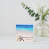 Starfish Seashells op Beauful Beach Custom Vierkante Visitekaartje (Staand voorkant)