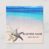 Starfish Seashells op Beauful Beach Custom Vierkante Visitekaartje (Voorkant)