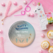 Starfish Seashells Silver Glitter Happy Retirement Papieren Bordje (Feest)