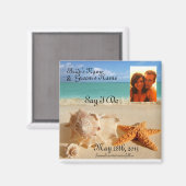 Starfish&Seashells strand sparen de datum pic magn Magneet (Voorkant / Achterkant)