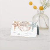Starfish Seashells Tropical Beach Wedding Plaatskaartje (Voorkant)