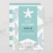 Starfish & Seashells Turquoise Blue 1st Birthday Kaart (Voorkant / Achterkant)