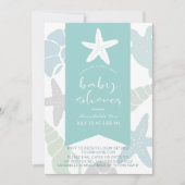 Starfish & Seashells Turquoise Virtual Baby shower Kaart (Voorkant)