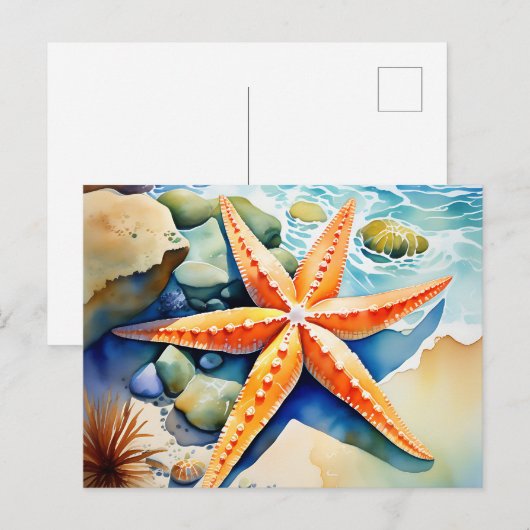 Starfish Serenity Waterverf Briefkaart (Voorkant / Achterkant)
