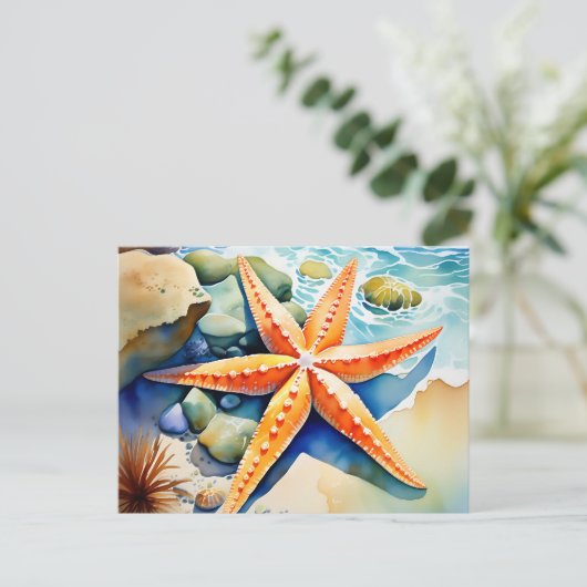 Starfish Serenity Waterverf Briefkaart (Staand voorkant)