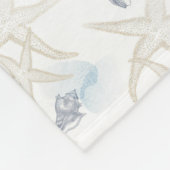 Starfish Shell White Blue Beach Fleece Blanket (Hoek)