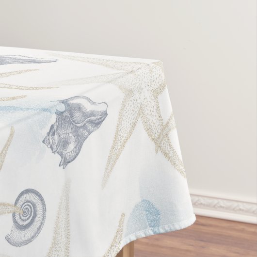 Starfish Shell White Blue Beach Table Cloth Tafelkleed (Voorbeeld)