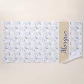 Starfish Shell Wit Blauw Gepersonaliseerde Strandh Strandlaken (Voorkant)
