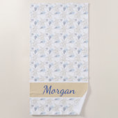 Starfish Shell Wit Blauw Gepersonaliseerde Strandh Strandlaken (Voorkant)