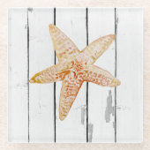 Starfish Shiplap Rustic Beach Decor Glass Onderzet Glazen Onderzetter (Voorkant)