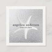 Starfish Silver Foil Vierkante Visitekaartje (Voorkant)