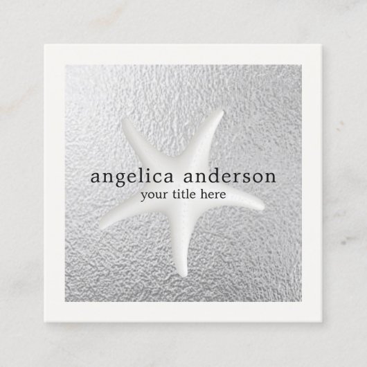 Starfish Silver Foil Vierkante Visitekaartje (Voorkant)