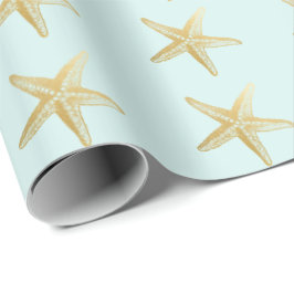  Starfish Sketch Aqua Cadeaupapier