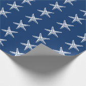 Starfish Sketch Blue en White Cadeaupapier (Hoek)