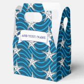 Starfish Sketch Blue Wave Patterns Aangepaste naam Bedankdoosjes (Geopend)