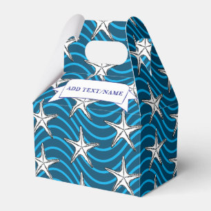 Starfish Sketch Blue Wave Patterns Aangepaste naam Bedankdoosjes