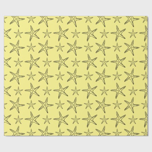 Starfish Sketch Custom Geel en Zwart Cadeaupapier (Vlak)