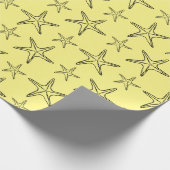 Starfish Sketch Custom Geel en Zwart Cadeaupapier (Hoek)