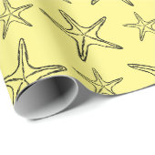 Starfish Sketch Custom Geel en Zwart Cadeaupapier (Rol Hoek)