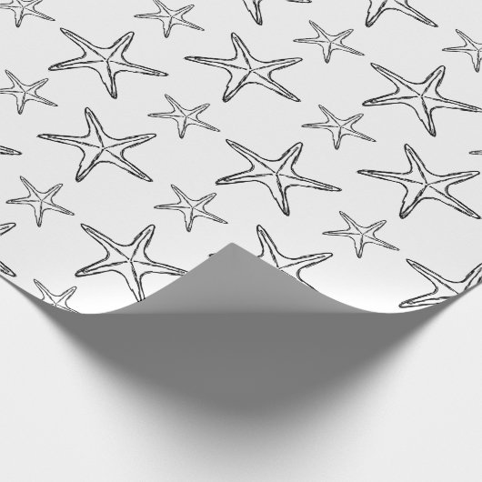 Starfish Sketch Custom Zwart-wit Cadeaupapier (Hoek)