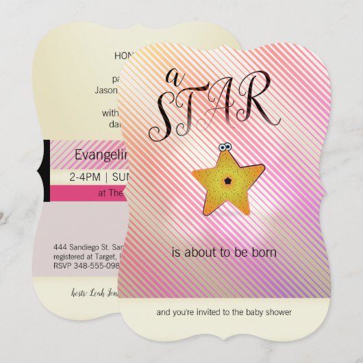 Starfish Star Baby Shower Invitaties Kaart (Voorkant / Achterkant)