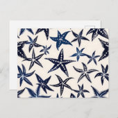Starfish stencil patroon in blauw briefkaart (Voorkant / Achterkant)