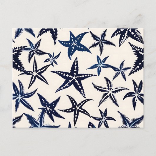 Starfish stencil patroon in blauw briefkaart (Voorkant)