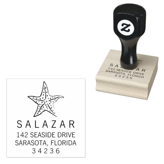 Starfish stijl strand huis retouradres rubberstempel (Gestempeld)