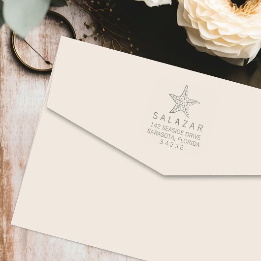 Starfish stijl strand huis retouradres  zelfinktende stempel