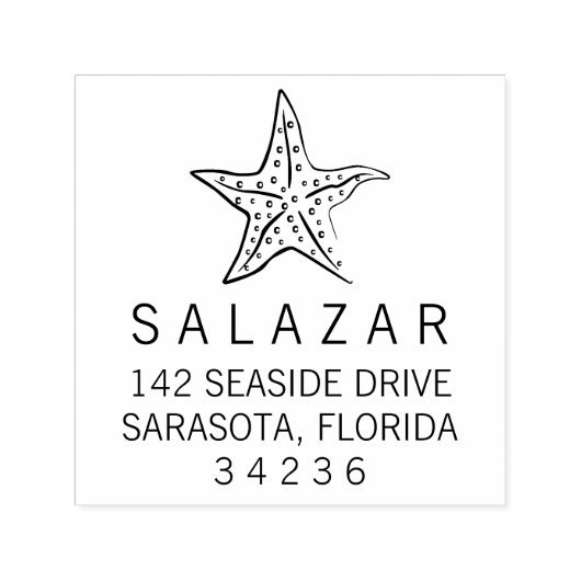 Starfish stijl strand huis retouradres zelfinktende stempel (Design)