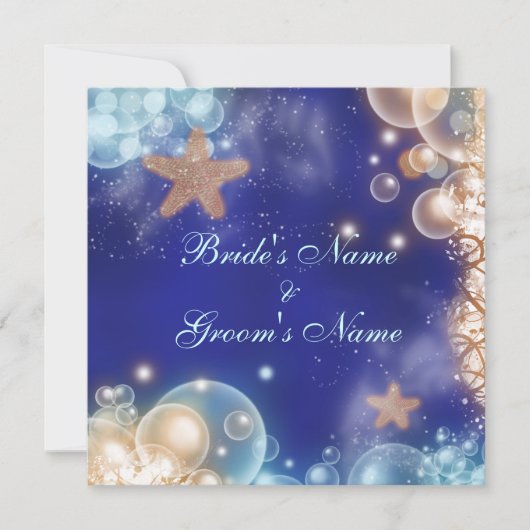Starfish strand blue koraalbruiloft kaart (Voorkant)