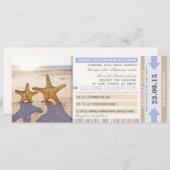 Starfish strand boarding pass bruiloft uitnodiging (Voorkant / Achterkant)
