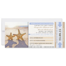 Starfish strand boarding pass bruiloft uitnodiging