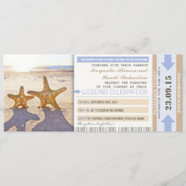Starfish strand boarding pass bruiloft uitnodiging