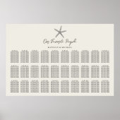 Starfish strand bruiloft 30 tafel zitkaarten poster (Voorkant)