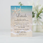 Starfish strand bruiloft details informatiekaartje (Staand voorkant)