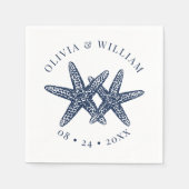 Starfish strand bruiloft Kustmarine blauw Servet (Voorkant)