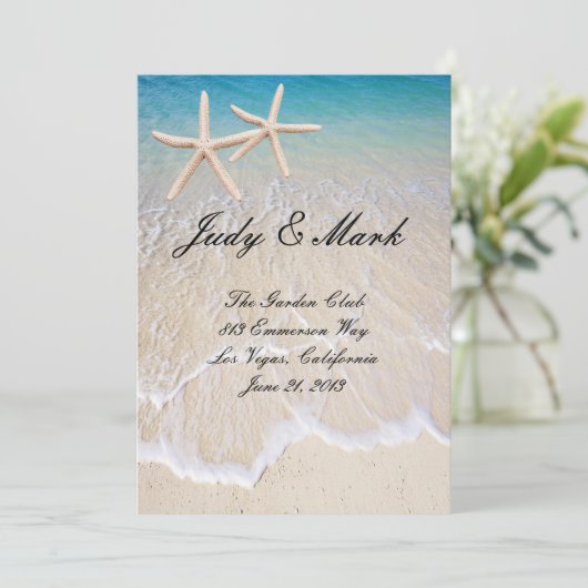 Starfish strand bruiloft menu Kaart (Staand voorkant)