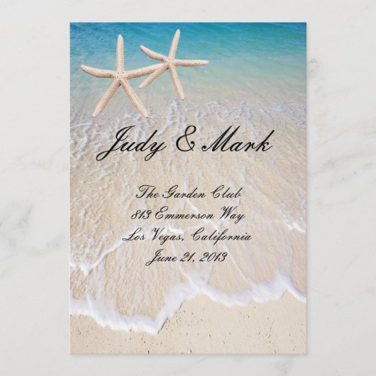 Starfish strand bruiloft menu Kaart (Voorkant)