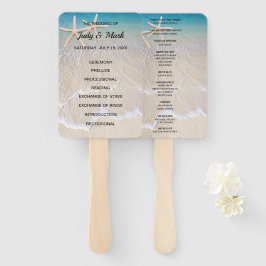 Starfish strand bruiloft programma fans handwaaier