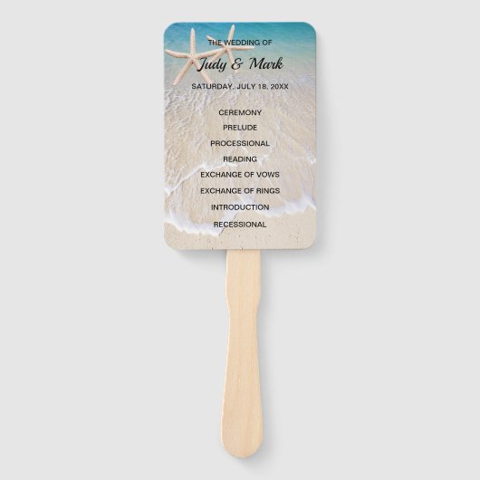 Starfish strand bruiloft programma fans handwaaier (Voorkant)