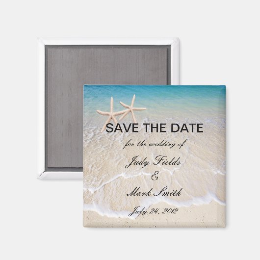 Starfish strand bruiloft Save the date magneet (Voorkant / Achterkant)