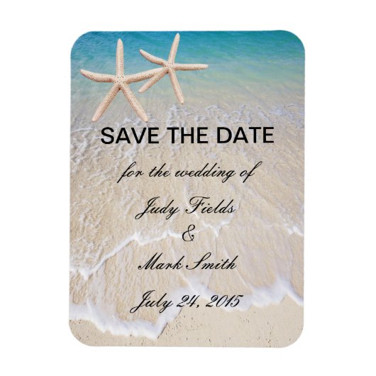 Starfish strand bruiloft Save the date magneet (Verticaal)